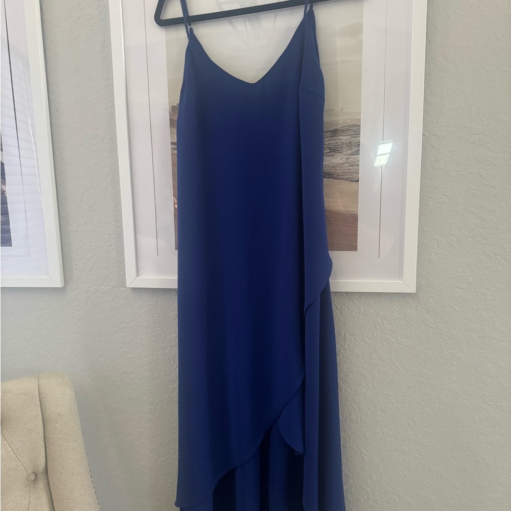 Lulu's Blue Asymmetrical Spaghetti Strap Sundress